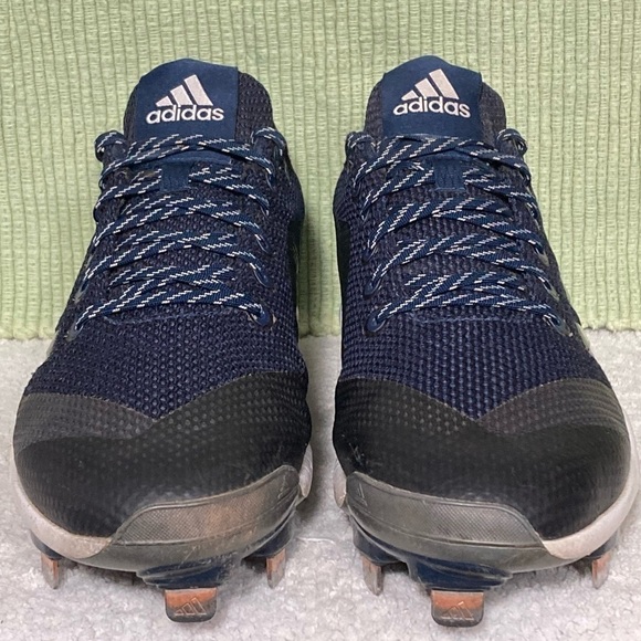 Adidas Poweralley 5 Black/Blue Baseball Athletic Cleats Shoes Mens Size US 10 - Picture 3 of 10